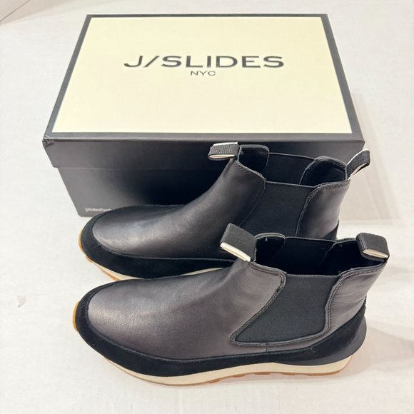 J/Slides NYC NWB Sz 8 Black Leather Eloise Sneaker Bootie - Picture 3 of 10